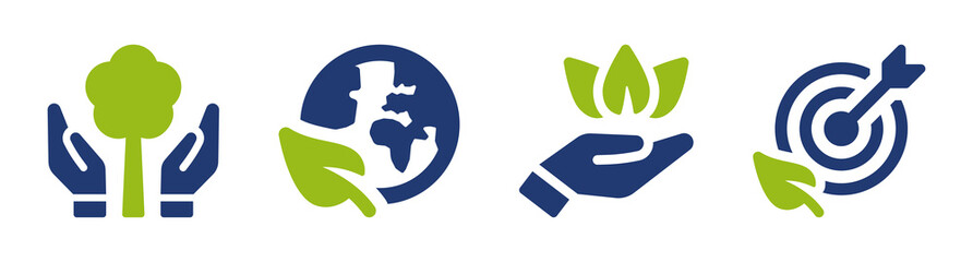 Obraz premium Ecology banner. Conservation icon set isolated on white background.