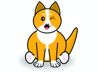 Wild dog cat puppy pedigree child white orange yellow color animal pet character mascot cartoon creative graphic design sticker art fashion emotion happy smile funny enjoy