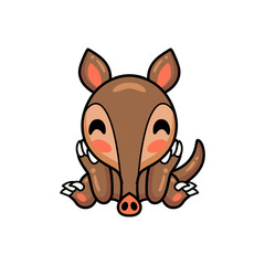 Cute little aardvark cartoon sitting