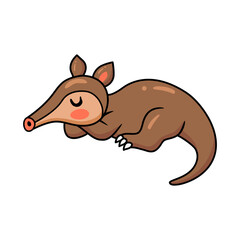 Cute little aardvark cartoon sleeping