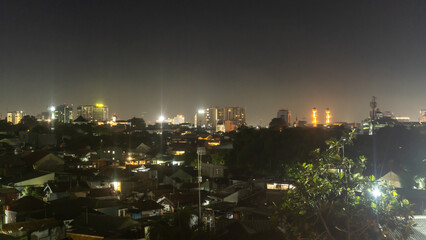Bandung city view at night. Bandung Landscape.