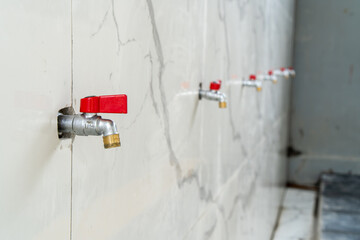 Ablution water faucet in the mosque