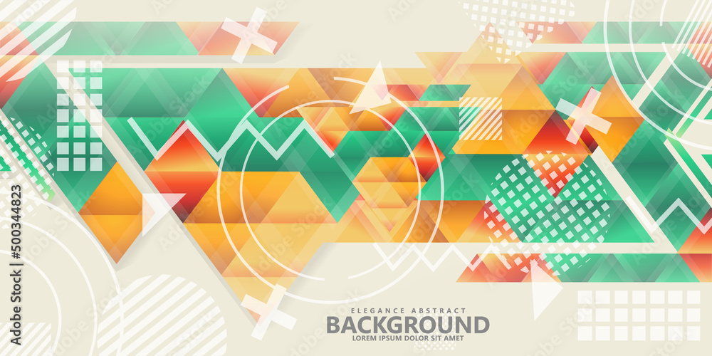 Poster modern abstract triangle background with combination hipster ornament. vector illustration