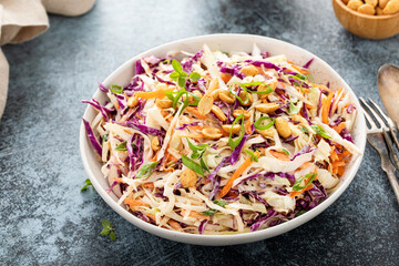 Asian cabbage cole slaw with peanut sauce