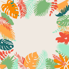Fototapeta na wymiar hand drawn set of tropical leaves isolated on white background