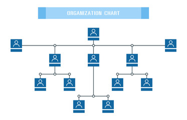 Organization Chart Infographics with People Icon and Abstract Line, Business Structure, Hierarchy of employees, org  Vector Illustration.