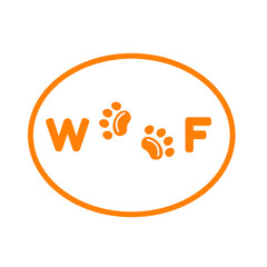  Woof and orange paws.  Cute simple illustration. EPS