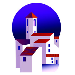  andalusian night town vector illustration.