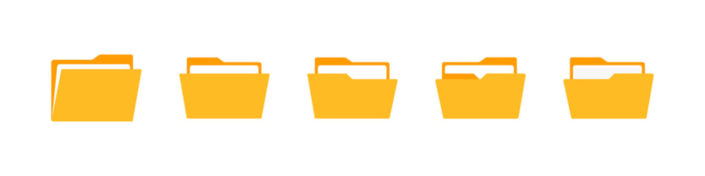 Set Of Yellow File Folder Icon