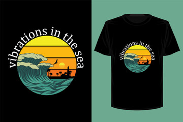 Vibration in the sea retro vintage t shirt design