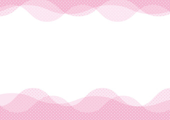 かわいい水玉（ドット）柄のピンクの波模様フレーム