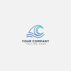 Fototapeta premium line art minimalist wave logo ocean