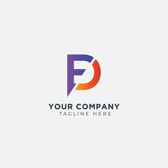 FD and F D Letter Logo Design full Colors and Creative Modern Letters Vector