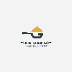Fototapeta premium sophisticated letter G and Pan logo design displaying a pan with a fire where cooking