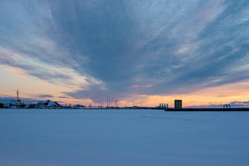 Fototapeta premium Sunrise over frozen Lake Huron