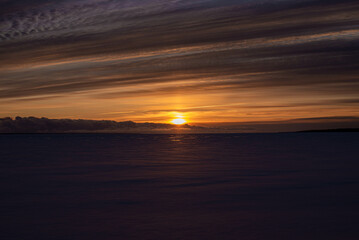 Sunrise over frozen Lake Huron