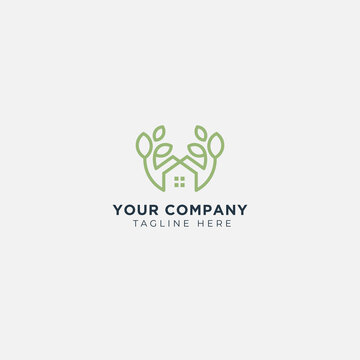 Home nature minimalist logo leaf