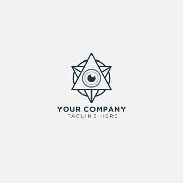 classic icon pyramid triangle eye logo design