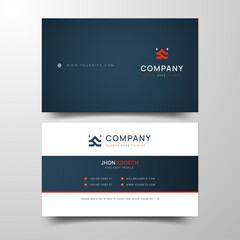 red and dark blue simple professional business card template