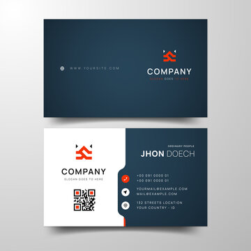 red and dark blue modern corporate business card template