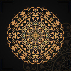 Luxury ornamental mandala design background in gold color