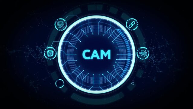 CAM Computer-aided manufacturing industrial technology automation concept.