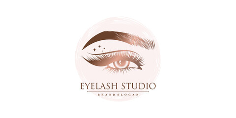 Beauty eyelash logo design Premium Vector