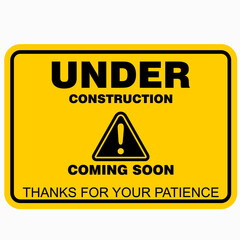 Under construction, coming soon, sticker label