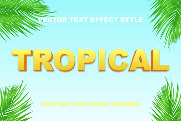 tropical summer paradise palm leaf 3d editable text effect font style template