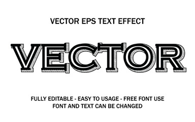 vector monochrome striped vintage shading editable text effect