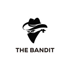 Bandit Cowboy with Bandana Scarf Mask illustration logo