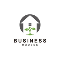 logo real estate icon with growing green seeds