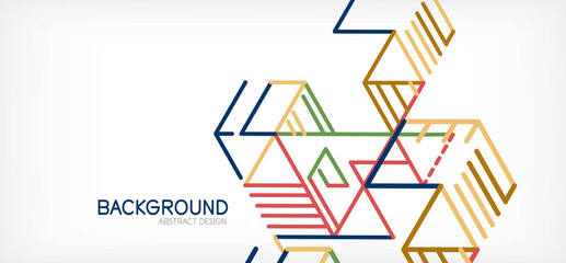 Abstract background. Color lines on white background. Linear abstract composition. Techno or business concept for wallpaper, banner, background, landing page