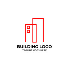minimalist outline style building vector logo design element
