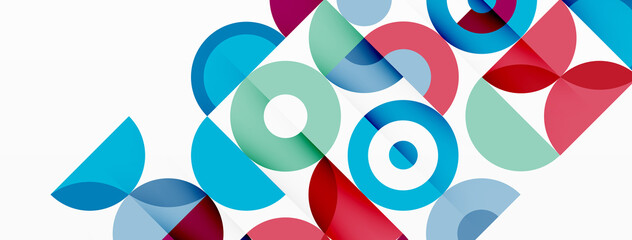 Fototapeta premium Colorful circle abstract background. Minimal geometric template for wallpaper, banner, presentation