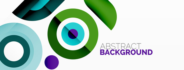 Abstract round shapes background. Minimalist decoration. Geometric background with circles and rings