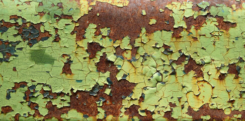 rust metal with crack of dry green paint texture - 500359432