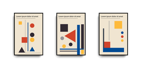 Bauhaus fashion background set. Geometric pattern Bauhaus background.