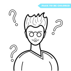 Coloring pages with people, trendy illustration for kids. Hand drawn coloring book. One line coloring cartoon vector illustration.