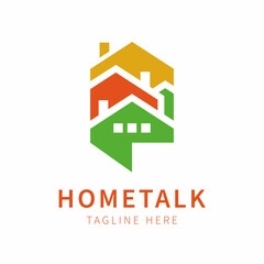 chat logo illustration with house shape