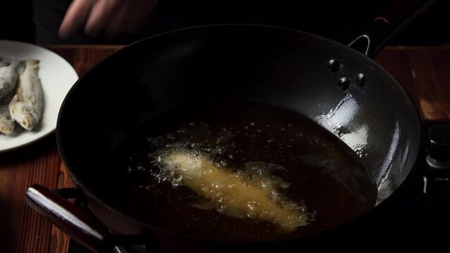 Old-fashioned family fast food dry fried small yellow croaker