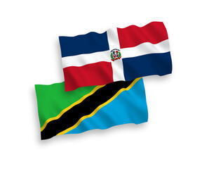 Flags of Dominican Republic and Tanzania on a white background