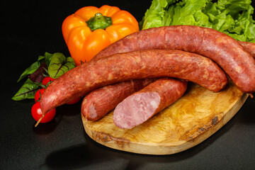 Natural meat sausages with minced meat