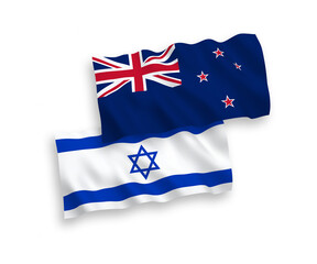 Flags of New Zealand and Israel on a white background