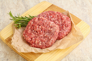 Raw beef burger cutlet for grill