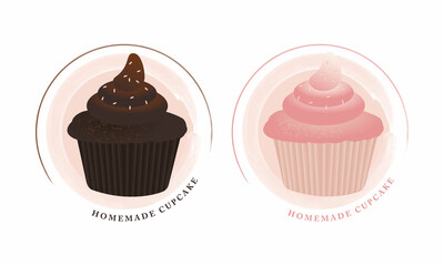 set of cupcakes with cream