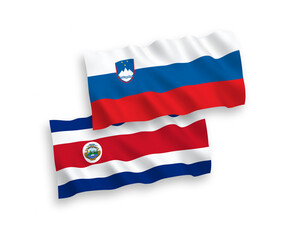 Flags of Slovenia and Republic of Costa Rica on a white background