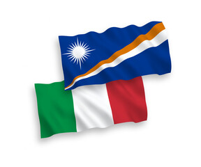 Flags of Italy and Republic of the Marshall Islands on a white background
