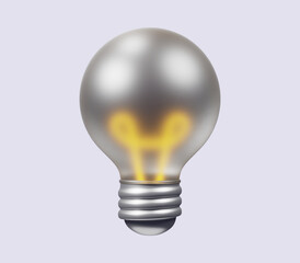 Bulb lamp 3D Icon. Simple 3d render illustration on vibrant background