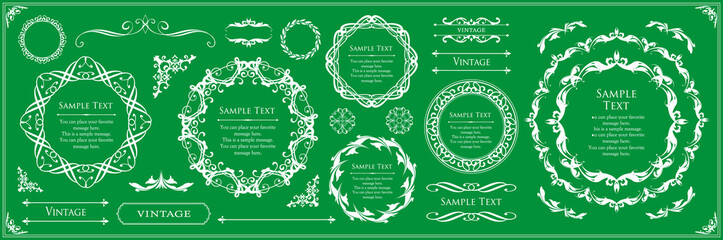 デザイン素材。アンティークな飾り罫のセット。	